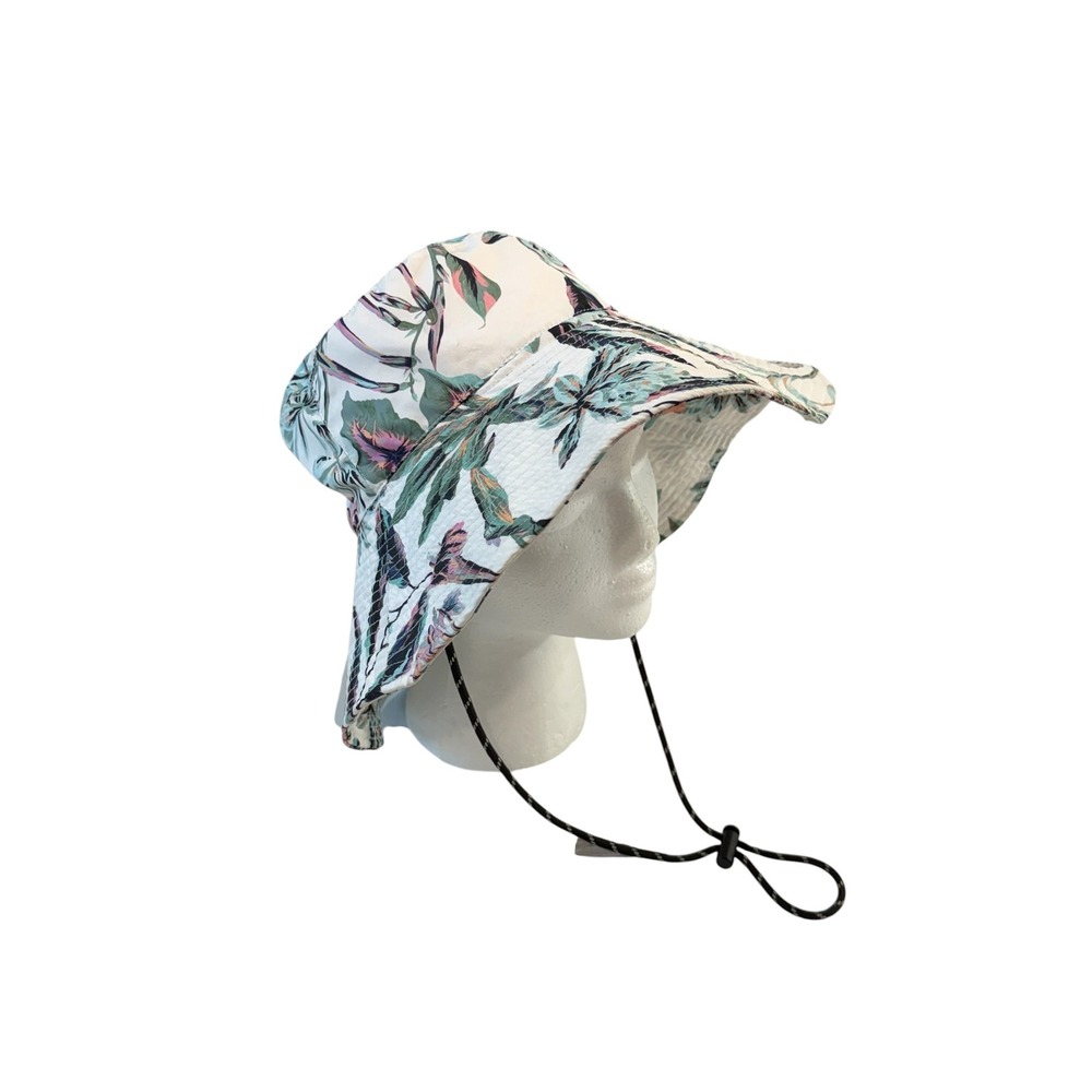 O'Neill Bucket Hat Women White Tropical Floral Print Adjustable One Size Beach